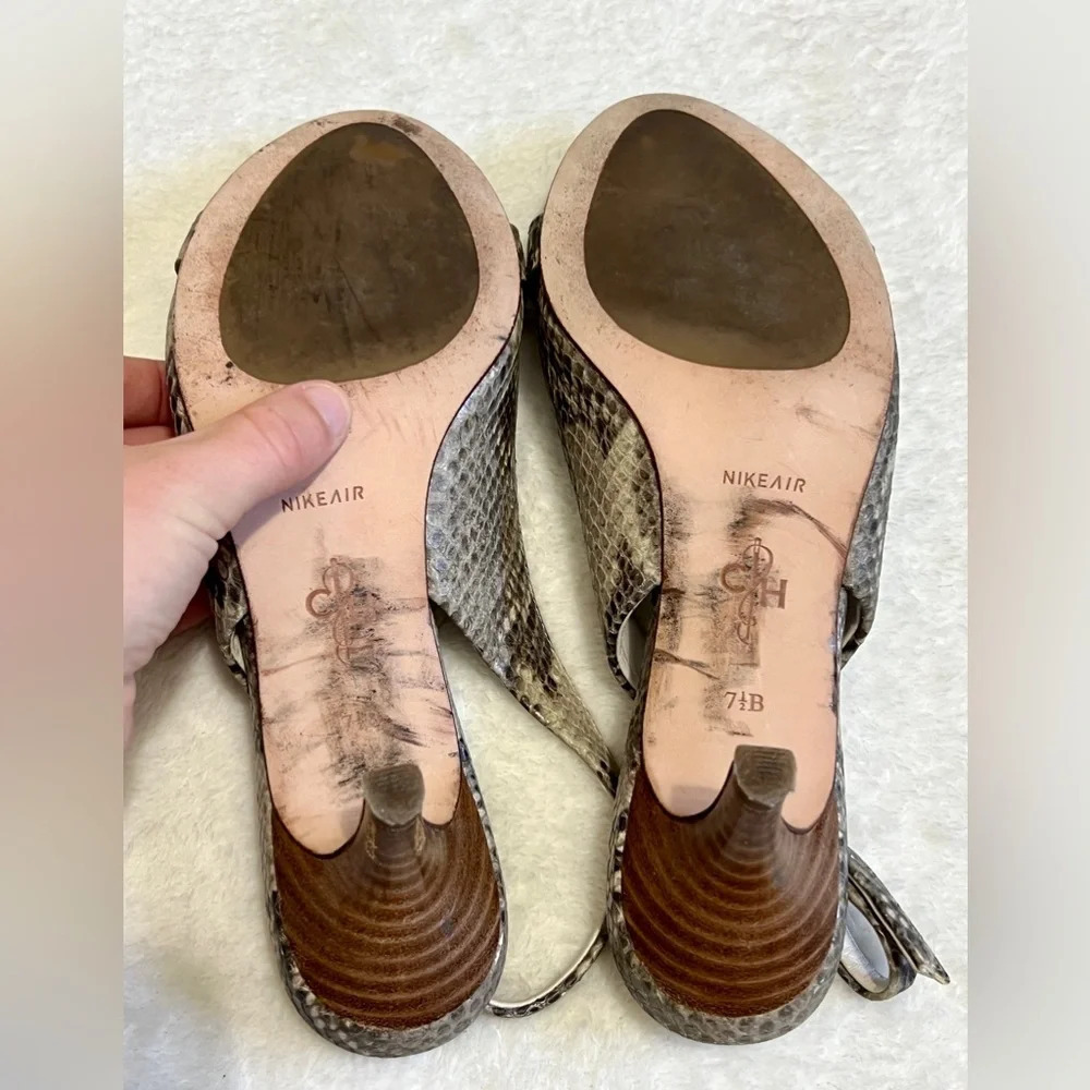 Cole Haan Leather Python Buckle Slingback Heels - 7.5 - Picture 10 of 12